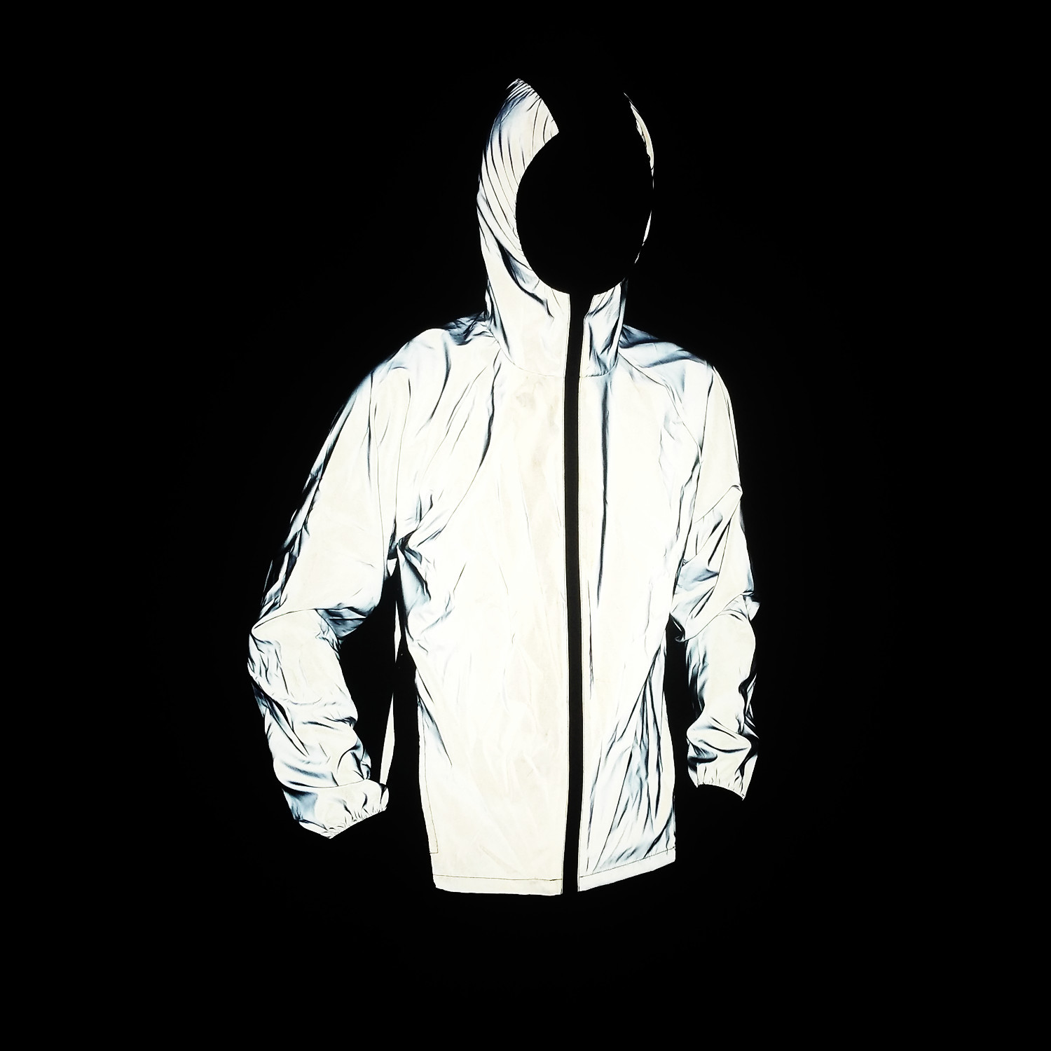 Abbigliamento da uomo, giacca riflettente colorata, sport all'aria aperta, con giunture in rete, giacca con cappuccio traspirante_voghion.com