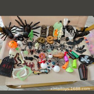 Halloween Decoration Props Spider Tombstone Ghost Death Skull Black Cat Bat Cross-Border Trick Toys