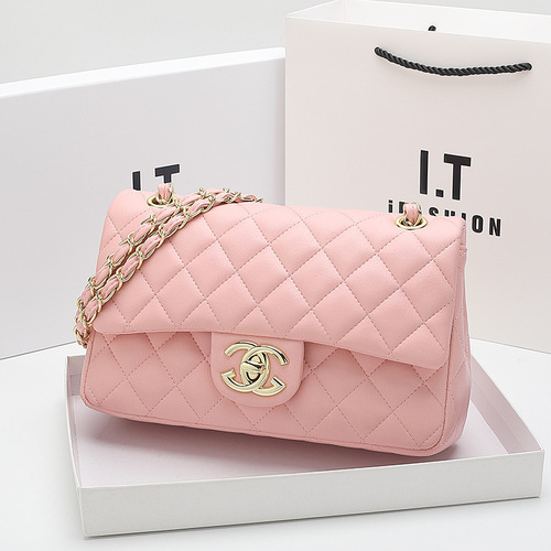 Genuine leather rhombus chain bag for women  new style high-end small fragrance style single shoulder crossbody bag fashionable armpit bag