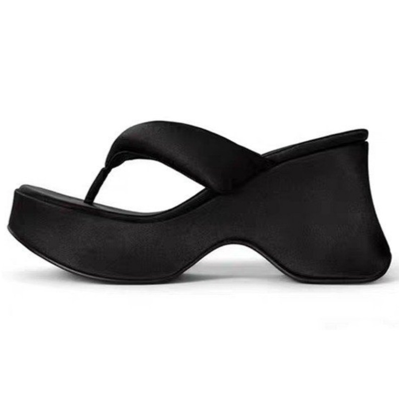 Chanclas pequeñas sandalias de tacón de cuña para mujer, bizcocho de verano, zapatillas de playa casuales de tacón alto de suela gruesa