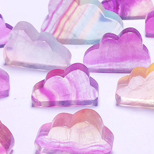 Natural Seven-Color Fluorite Cloud Carving, Candy Color DIY Accessory for Men and Women, Rainbow Fluorite Ornament