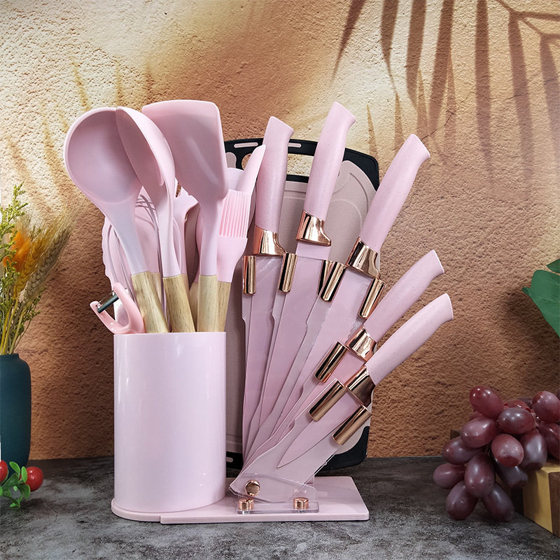 Nuevo conjunto de utensilios de cocina de silicona 20 piezas, cuchillos de cocina antiadherentes, conjunto de herramientas de cocina de silicona, suministro transfronterizo