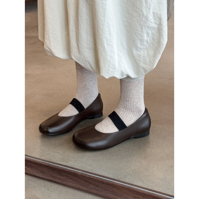 Svarta retro mary jane ballerinaskor för dam med mjuk sula_voghion.com
