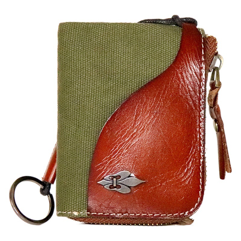 Maqidun new first layer cowhide vegetable tanned leather key case women's Retro Japanese style multi-functional card holder coin purse