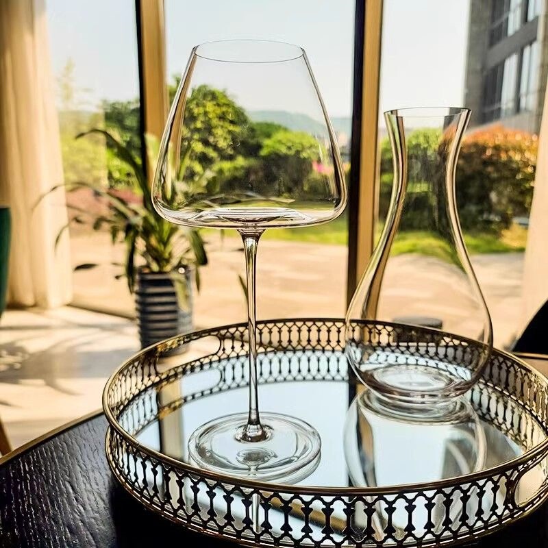 Red wine glass set for home use, high-end wine glasses, large-belly Burgundy goblets, light luxury, high-end European style Red wine glass set for home use, high-end wine glasses, large-belly Burgundy goblets, light luxury, high-end European style