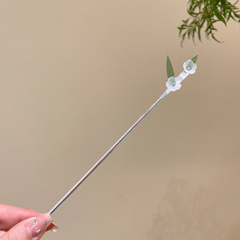 24 horquillas de hojas de bambú verde - plateadas (en bolsas)