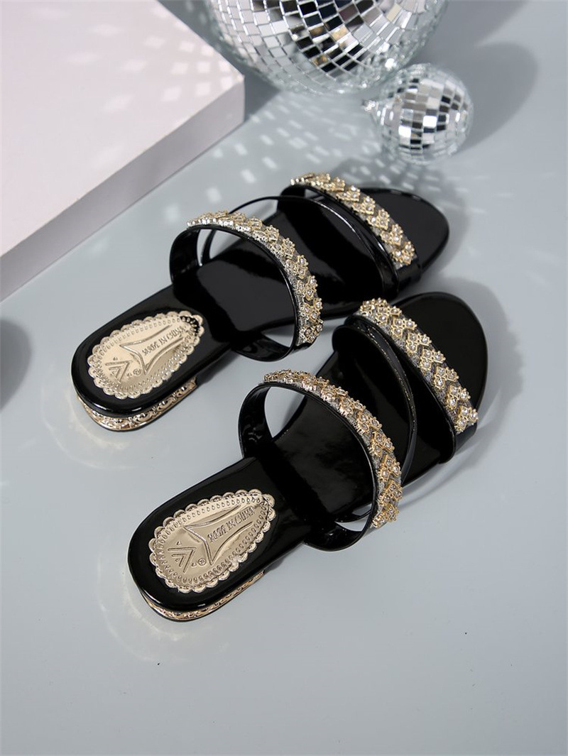 2026 Women's Shoes Fashion Rhinestone Outer Wear Women's Word Sandals Summer New Casual Slippers_vogvips.com