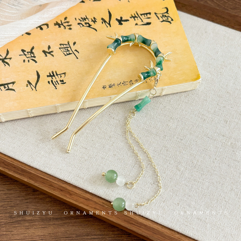 Flor antigua horquilla con flecos para mujer nueva horquilla de pelo moderno chino simple Hanfu cheongsam horquilla tocado paso a paso