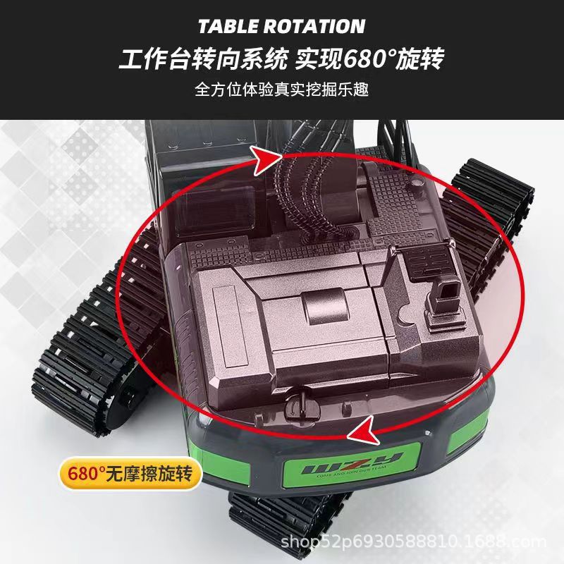 Simulación de aleación para niños excavadora eléctrica Ingeniería coche chico Wenzhuyuan excavadora de control remoto coche de juguete