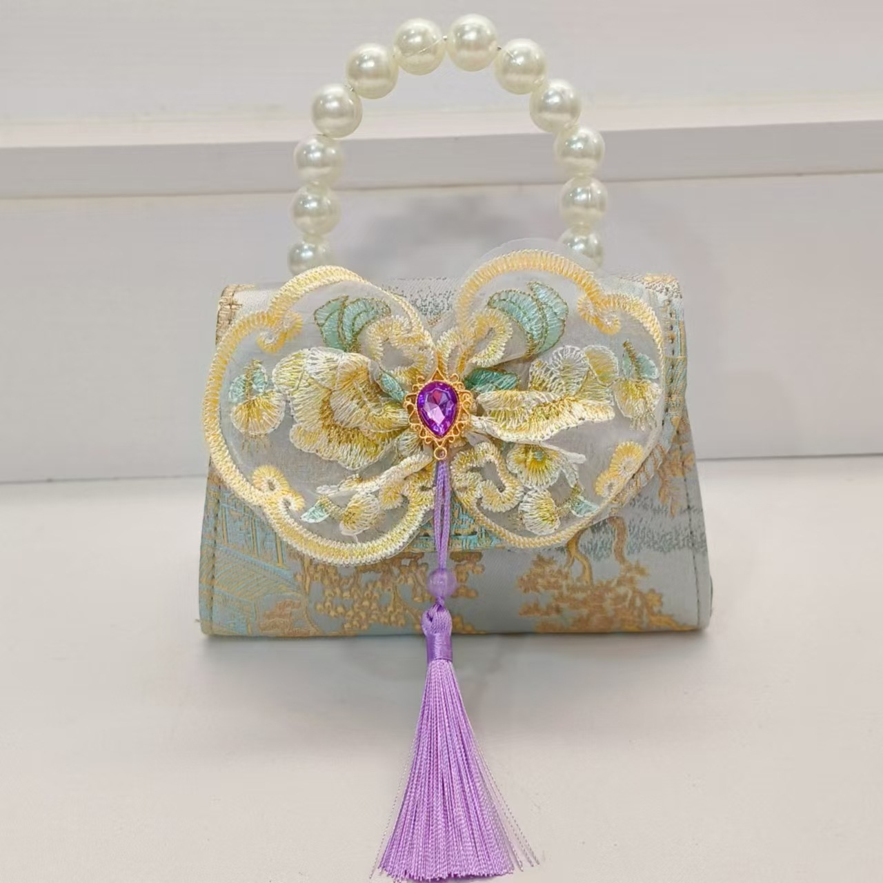 Bolsos de perlas de arco de estilo nacional bolsos de princesa bolsos de cinturón cadenas antiguas bolsas de accesorios para niños bolsos regalos para chicas