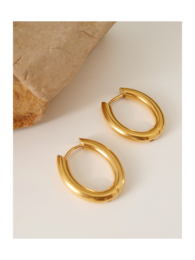 Street Occasion Titanium Steel Material U Shape Pattern 1 Pair Simple Style U Shape Titanium Steel Plating Earrings