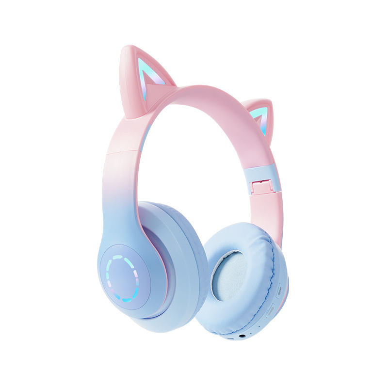クロスボーダー新しいヘッドマウント Bluetooth ヘッドセット LED 発光ゲームワイヤレスカードグラデーションカラー Bluetooth ヘッドセット卸売|undefined