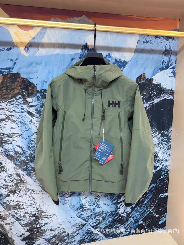 HH 海丽汉森新款硬壳连帽冲锋衣男士户外运动登山防水夹克外套|undefined