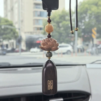 Car hanging Car Hanging Ornament Rearview - peach-wood-lotus-ebony-wushi-brand-car-hanging-exquisite-gift-box