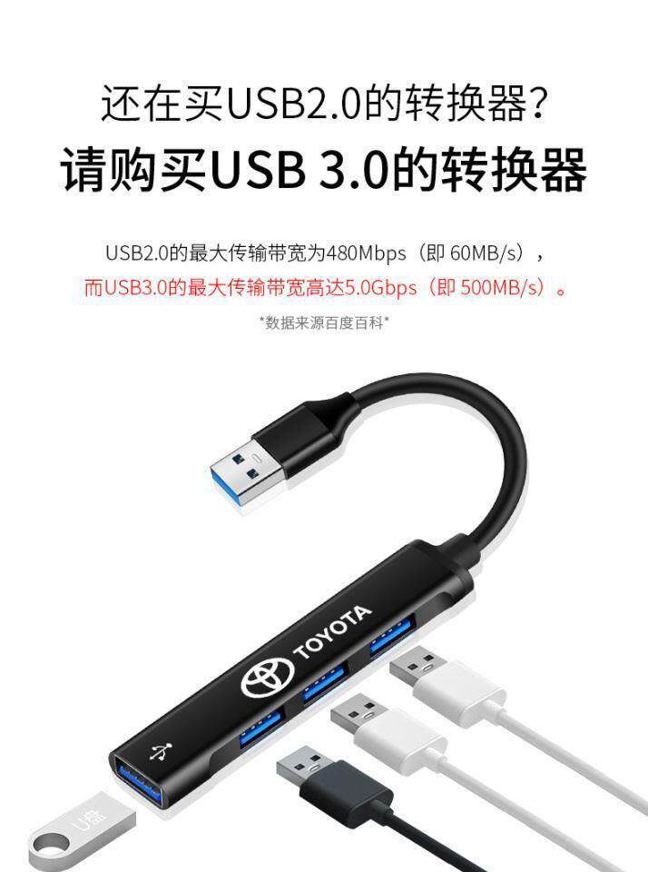 Suitable for Toyota Rav4 Corolla Levin Landa Car Adapter Type C to USB Converter Charger