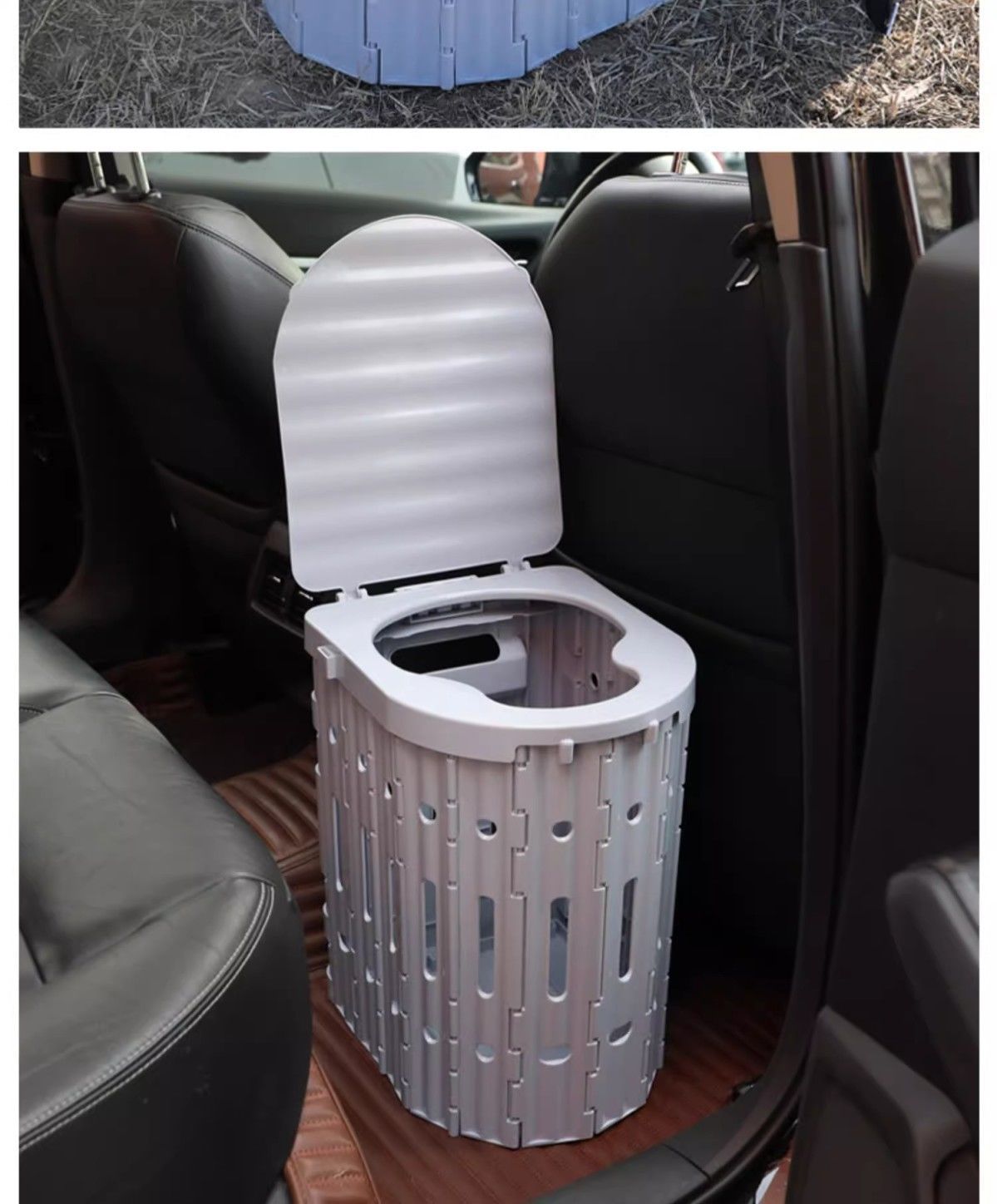 Folding Outdoor Toilet Car Portable Emergency Travel Large Movable Car Toilet Height 41cm