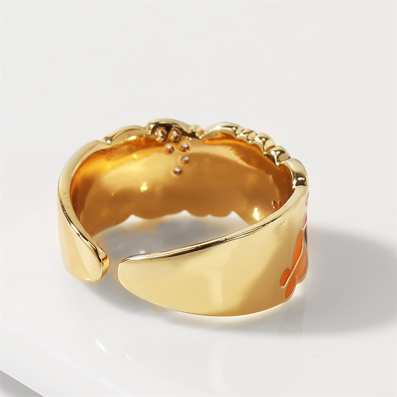 Korean copper inlaid zirconium dripping open creative color ring wholesale nihaojewelry