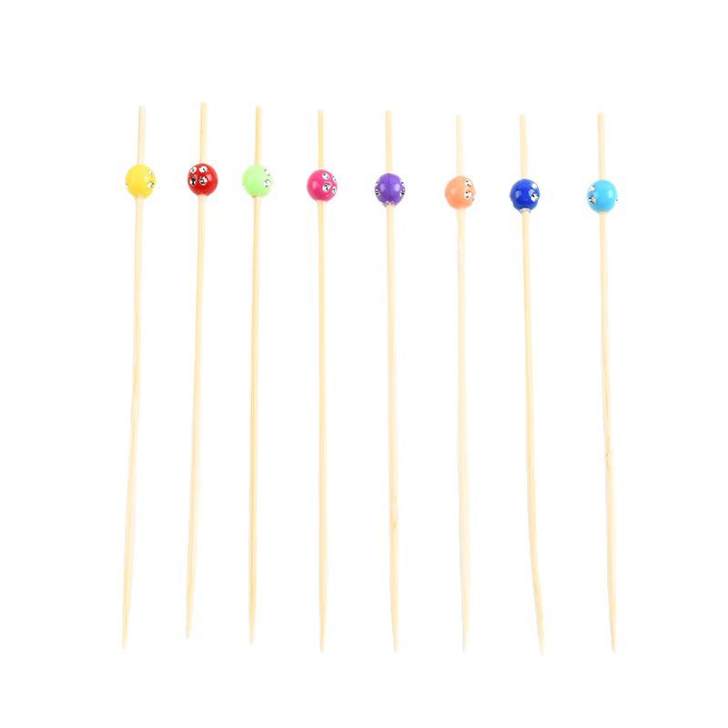 Cuentas coloridas desechables de frutas enchufadas caseras lindas pasteles de bambú bocadillos horquilla horquilla de pasteles de luna horquilla mayorista