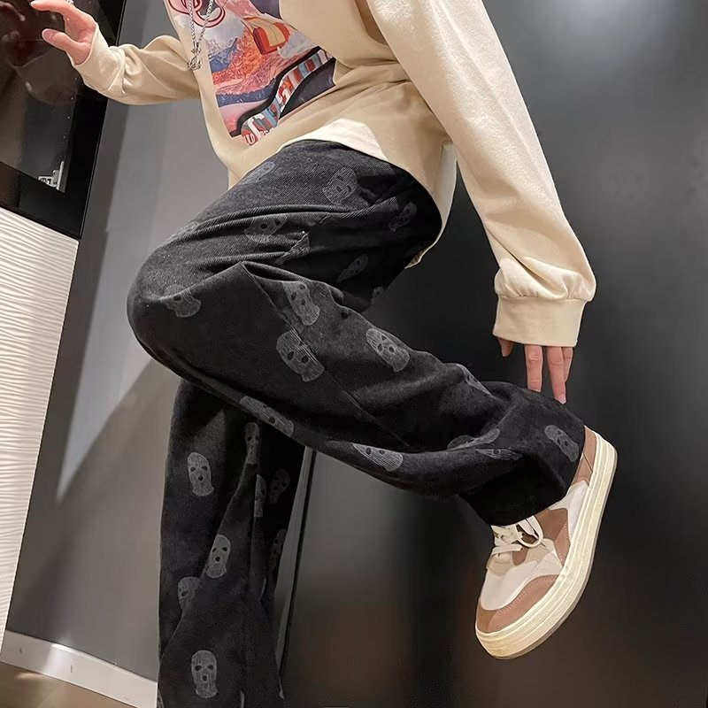 Estilo americano 2023 pantalones High Street INS de moda de los hombres de pana Pantalones anchos sueltos pantalones casuales forrados de lana primavera y otoño