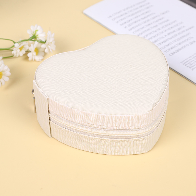 Heart-shaped products travel jewelry necklace earring ring green storage box zipper bag jewelry box storage box ready for sale