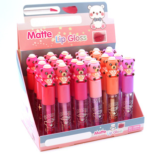 Cross-border Bear Water Lip Dye Lipstick Water Moisturizing Lip Glaze Water Mirror Glass Lip Gloss Cartoon Children