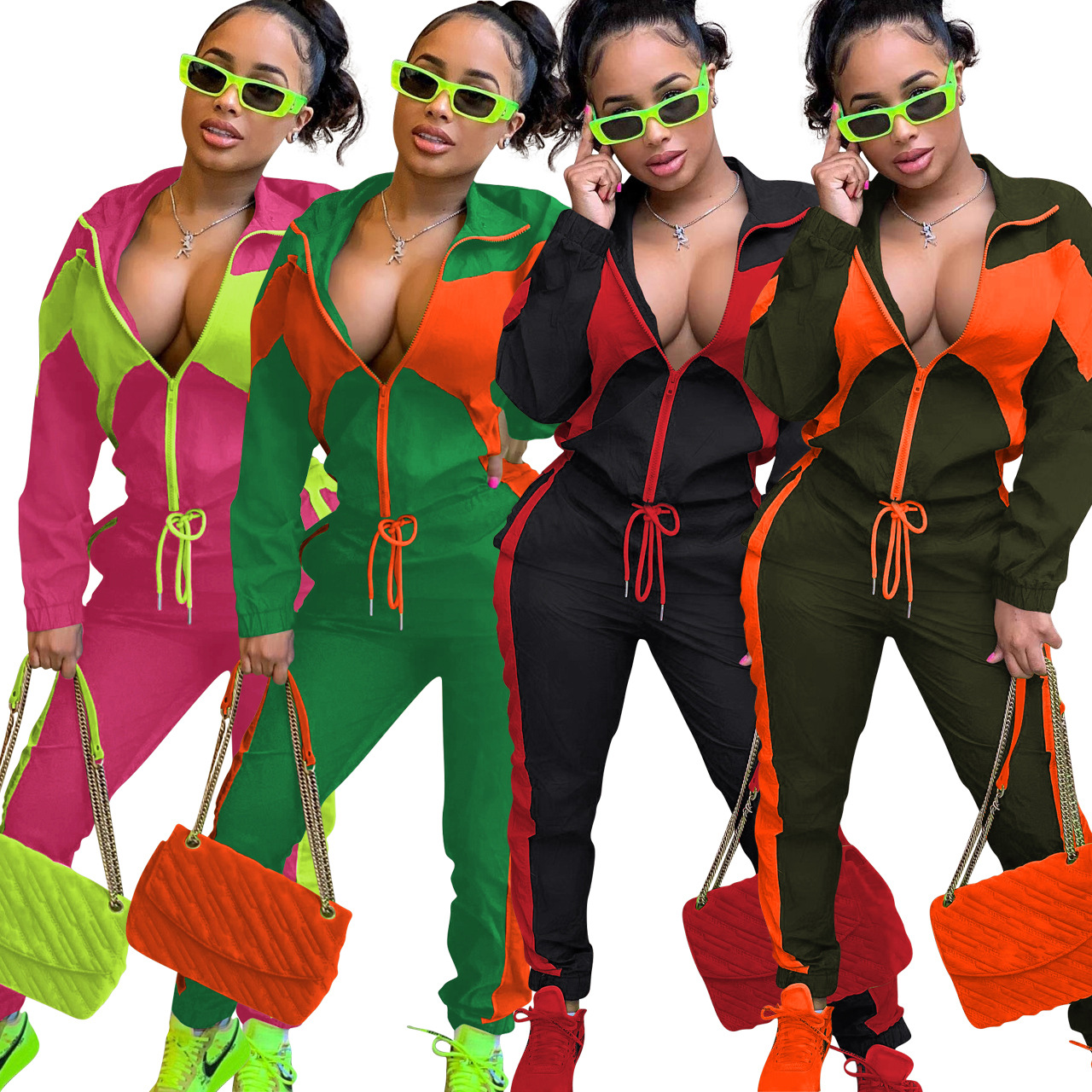 364g Weight Long Sleeve Sleeve Length Polyester Fabric Type Pant Co-ord Set Sets Type 2 Pieces Set Quantity Daily Occasion Turndown Neckline Regular Fit Fit Type Color Block Pattern Spring, Autumn Season Women's Gender Casual, Streetwear Style Daily Women's Casual Streetwear Color Block Polyester Pant Co-ord Set Pants Sets 23