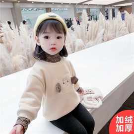宝宝加绒加厚卫衣2024新款男童半高领打底衫秋冬季婴幼儿童上衣潮