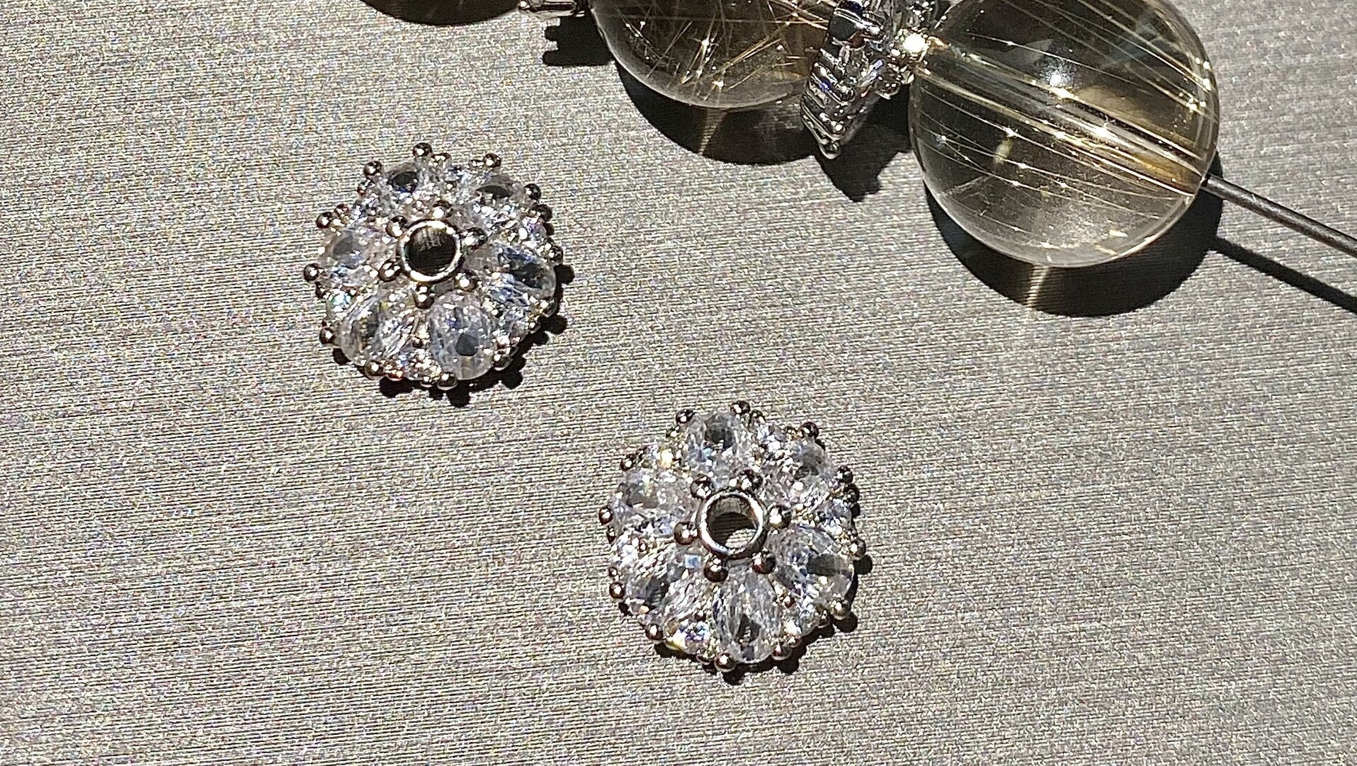 Color-Preserving 14K Gold-Filled Micro-Paved Zircon Crystal Accessories DIY Flower Tray Cap Spacer Beads Handmade Beaded Necklace Bracelet Accessories