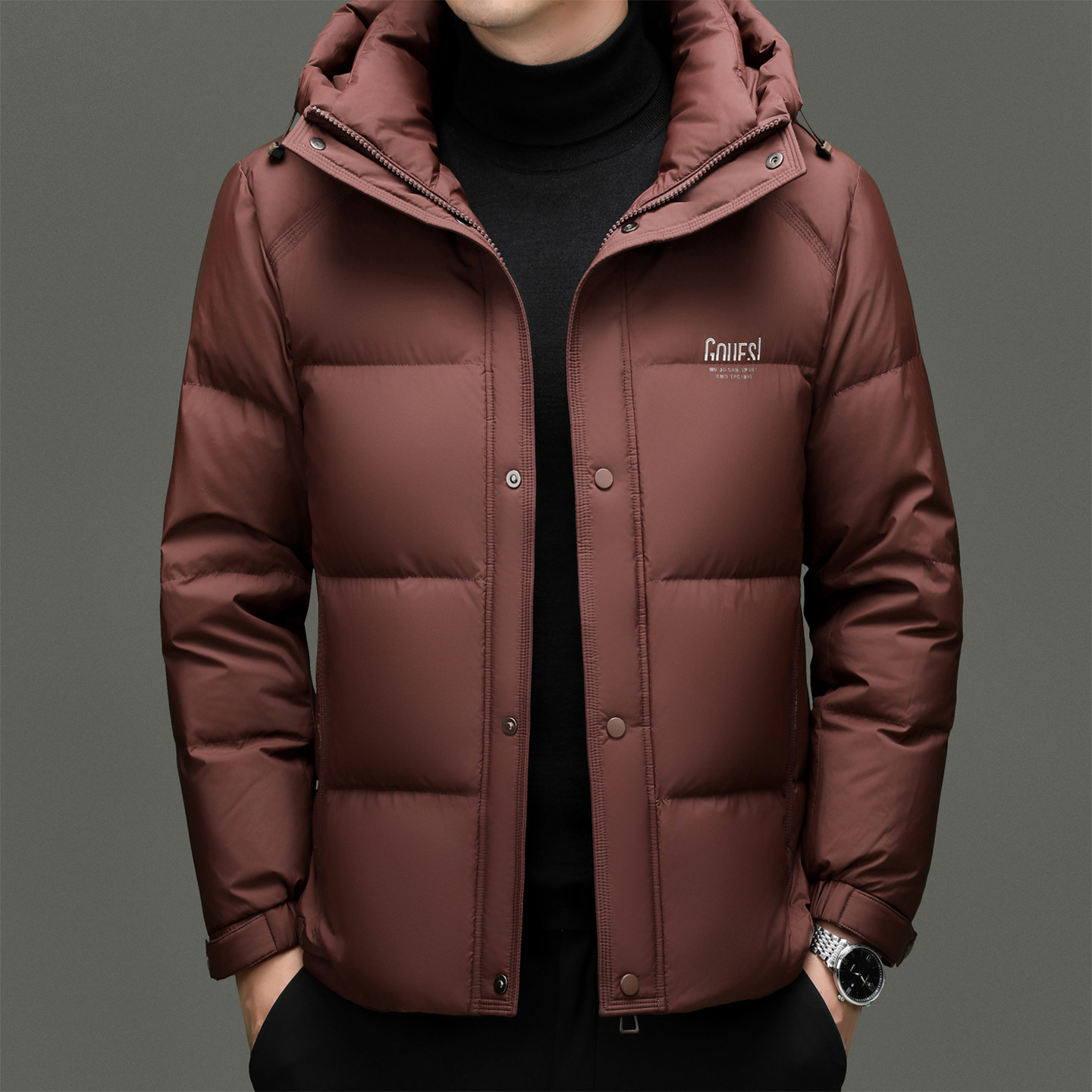 Playboy 2025 Winter New Hooded Men's Jacket 90 Duck down Thickeneded Warm down Jacket down Jacket for Men