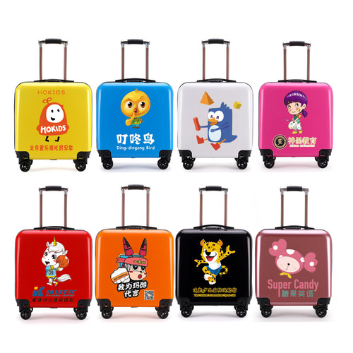 Children's pull-along suitcase wholesale 18-inch boarding suitcase 3D cartoon travel suitcase swivel wheels gift festival logo