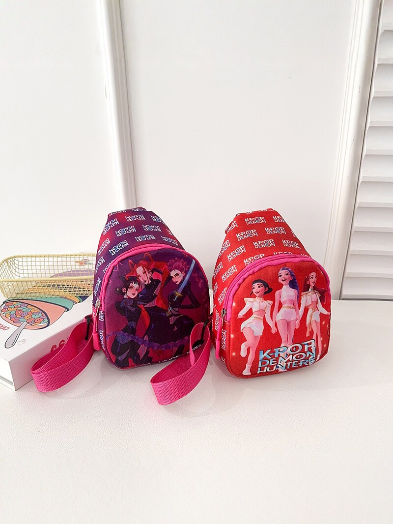 Comercio exterior 2026 nuevo KPOP bolso de pecho de dibujos animados para niños, mochila de moda para niños y niñas, jardín de infantes lindos bolsos de hombro