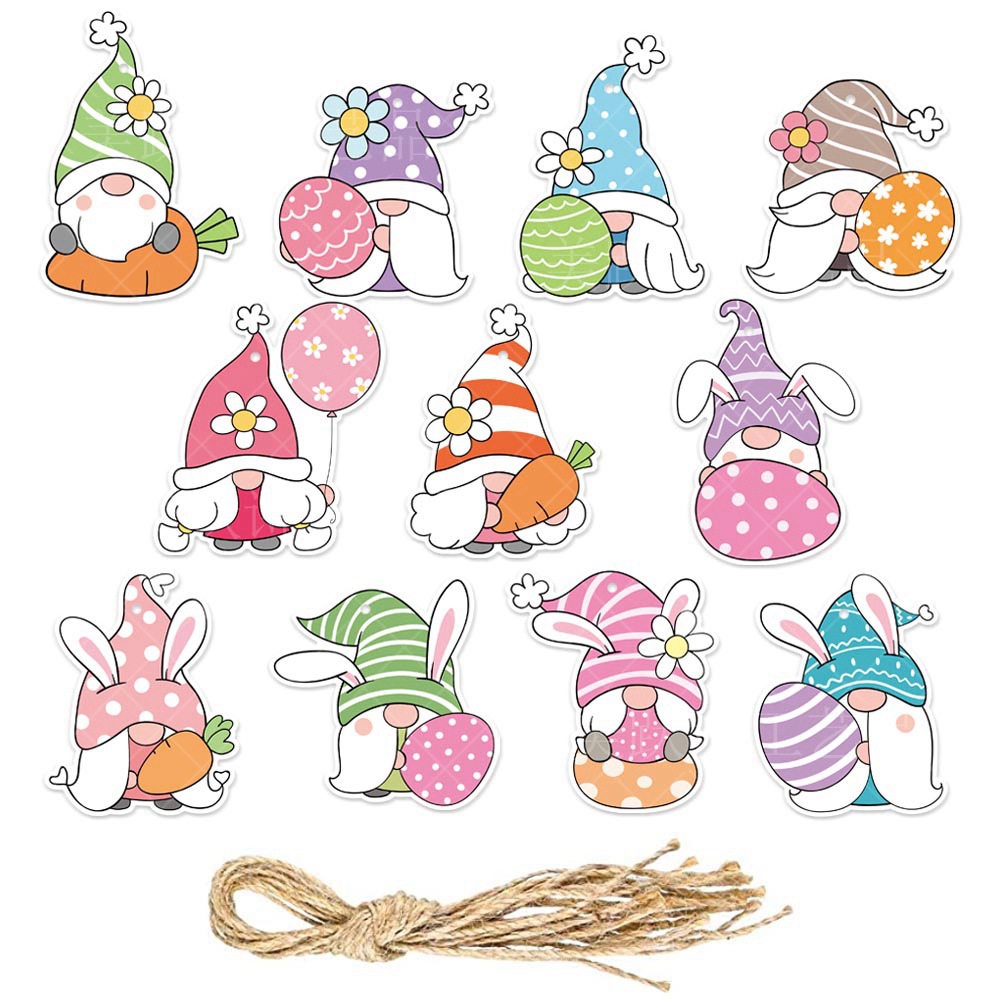 2024 Nueva Pascua decoración colgante tema enano conejo carnaval fiesta decoración etiqueta colgante