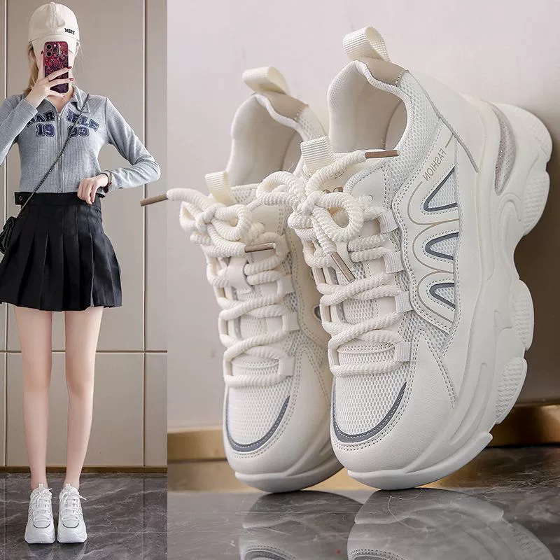 Новые сетчатые кроссовки 2025 года, модные и универсальные, стильные повседневные спортивные туфли, увеличивающие рост для невысоких, сетчатые кеды