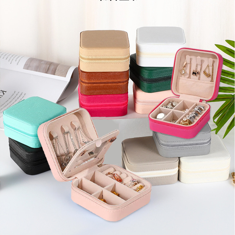 Caja de almacenamiento de joyería portátil, para collares, pendientes y anillos