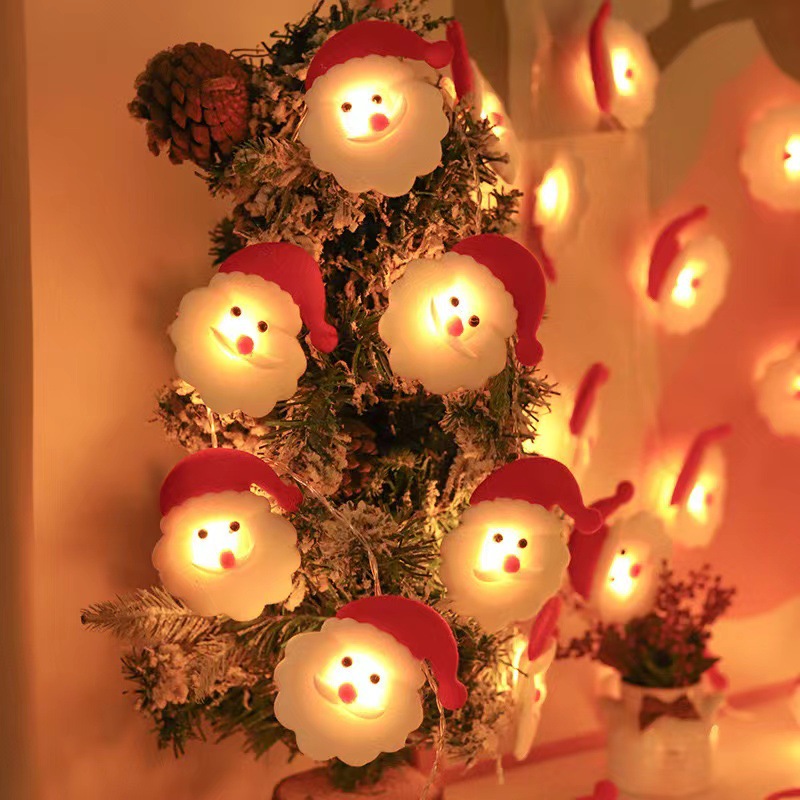 En stock transfronteriza LED muñeco de nieve de peluche cadena ligera Santa Claus ELK lindo ambiente de vacaciones de dibujos animados luces decorativas de colores