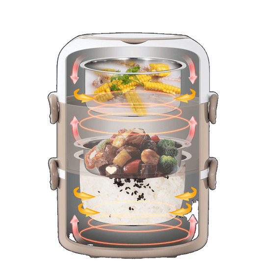 Electric Heating Lunch Box with Two, Three, or Four Layers, Plug-In Self-Heating Portable Steaming and Cooking Lunch Box, Direct Delivery