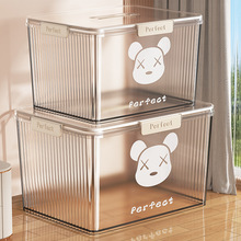 手提透明家用收纳箱加厚衣物玩具零食书本储物盒大容量塑料整理框