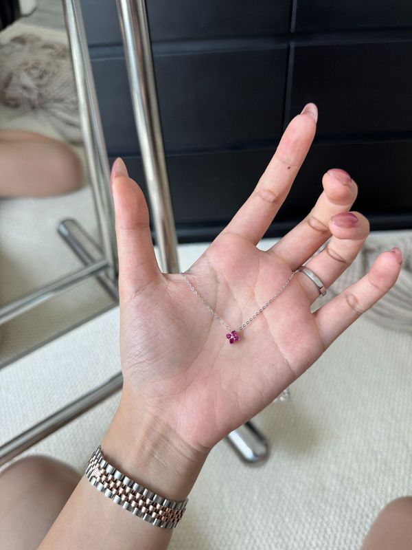 S925纯银幸运四叶草项链女简约镶钻超闪花朵锁骨链ins风百搭项饰|undefined