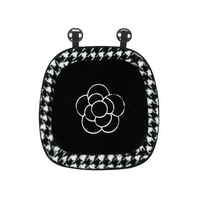 Winter Plush Car Cushion High-grade Camellia Houndstooth Side Car Seat Cushion Non-slip Warm-keeping Car Seat Cushion (Seat cushion, seat cover) - rabbit-hair-houndstooth-side-camellia-cushion-front-row