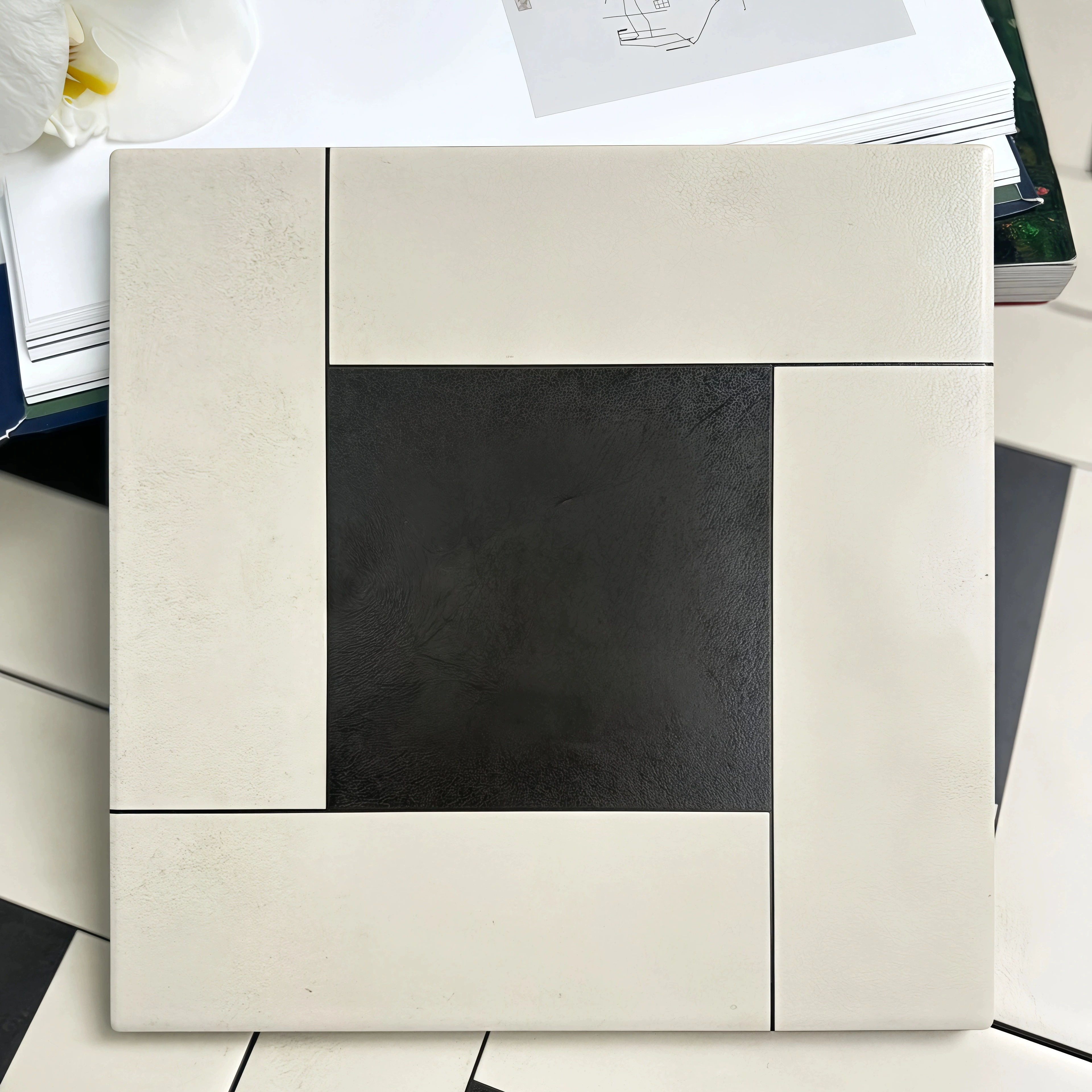 Ретро французский стиль, черно-белая клетка, полностью керамический паркет, кремовые напольные плитки, ванная комната, гостиная, туалет, нескользящая износостойкая плитка