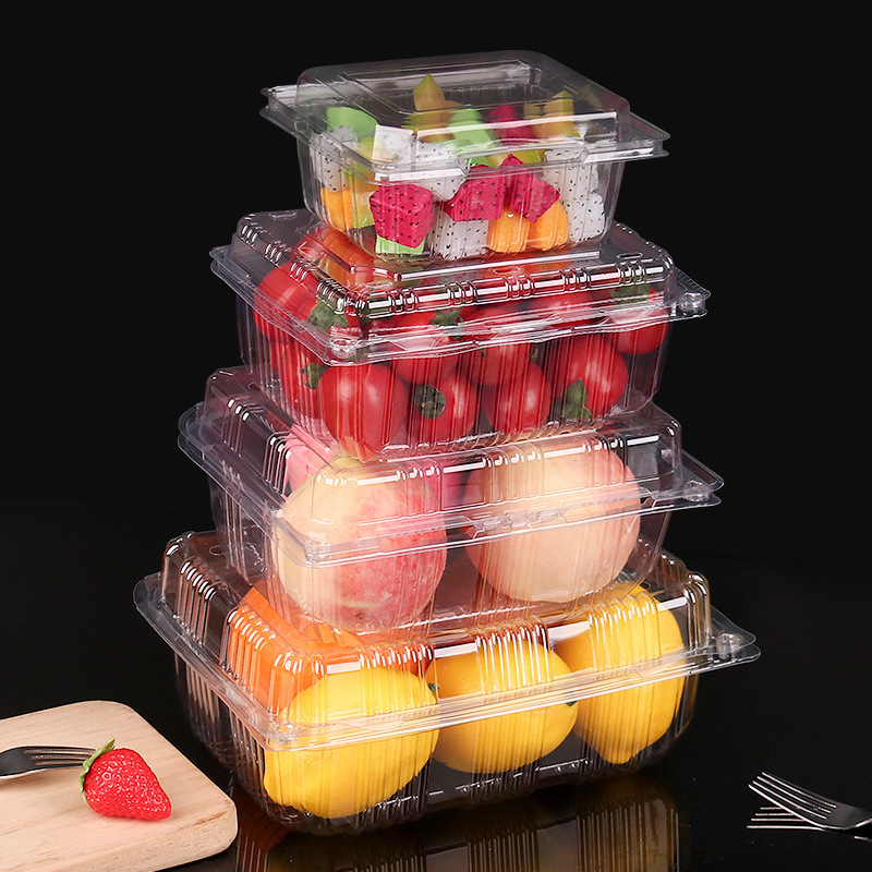 Fruit Box Disposable Fruit and Vegetable Packaging Box Plastic Transparent Covered Box for Fruit in Supermarket Packaging Box