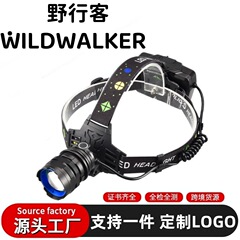 跨境大功率LED强光头灯白激光远射双光源黄光充电赶海夜钓鱼蓝光
