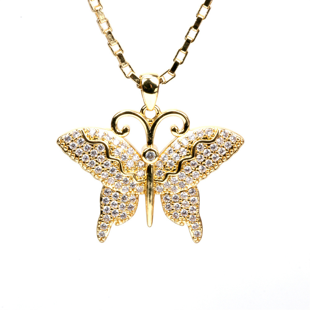 fashion zircon butterfly necklace copper lady sweater chainpicture3