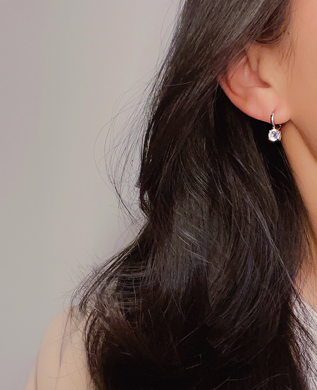 6g Weight Zircon Inlay Material Drop Earrings Classification 1 Pair Fashion Round Titanium Steel Inlay Zircon Drop Earrings