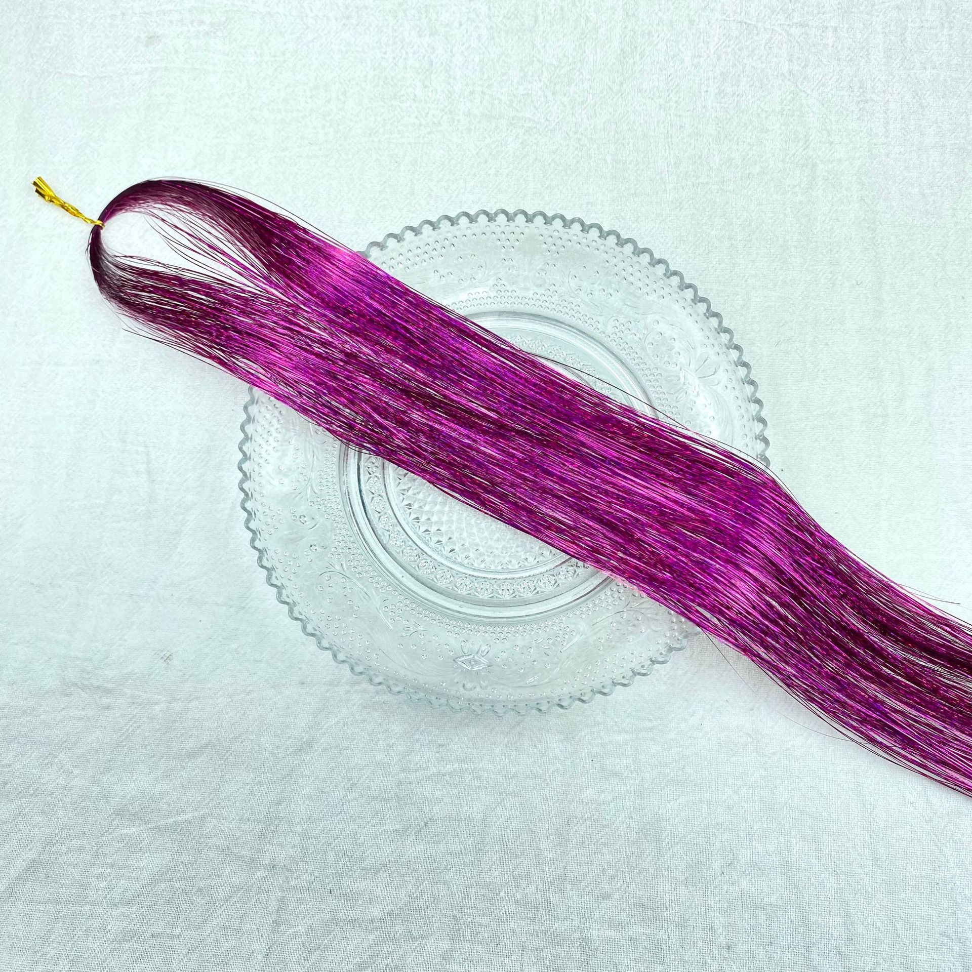 Extensiones transfronterizas de cabello tinselhair láser PET oro cabello conjunto de cabello de cebolla brillante peluca colorido fantasía