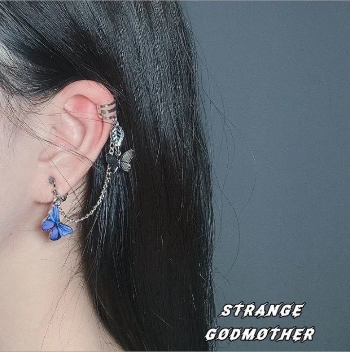 Korean style minimalist butterfly ear clips for women, super fairy-like, simple, versatile, and high-end, suitable for those without pierced ears.