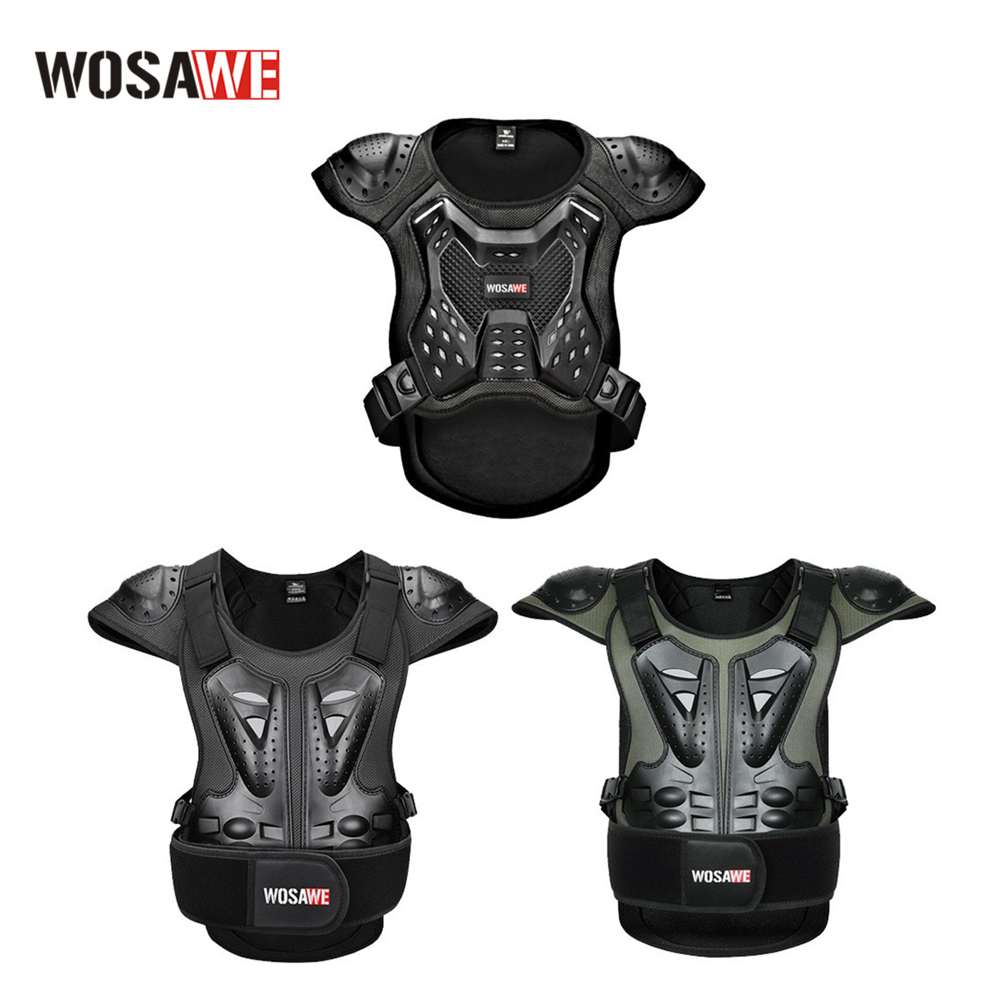 Wosawe Off-Road Motorcycle Adult Chest and Back Protection Vest Motorcycle Riding Ski Skateboard Protective Armor Clothing