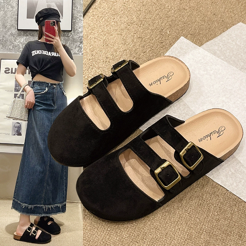Туфли Birkenstock 2025 четыре сезона новый высотный плоский дно Birkenstock носок внешний вид удобные тапочки пробка носок обувь оптом