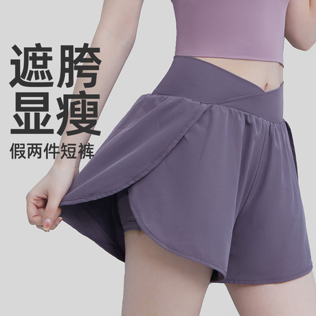 运动短裤女宽松夏季薄款跑步训练宽松休闲健身裤防走光高腰瑜伽裤