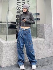 アメリカのレトロなファッションブランドの高い街の工装のジーパンの男性の秋冬の新型のデザイン感が多いです。